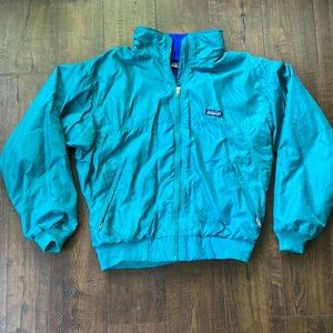 Patagonia Green and Blue Nylon Fleece Jacket Size M